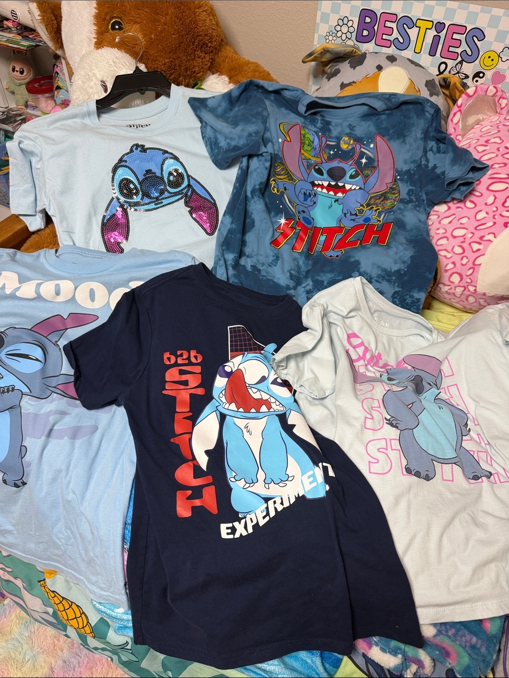 Kids Stitch Graphic T-Shirt - Blue Variants